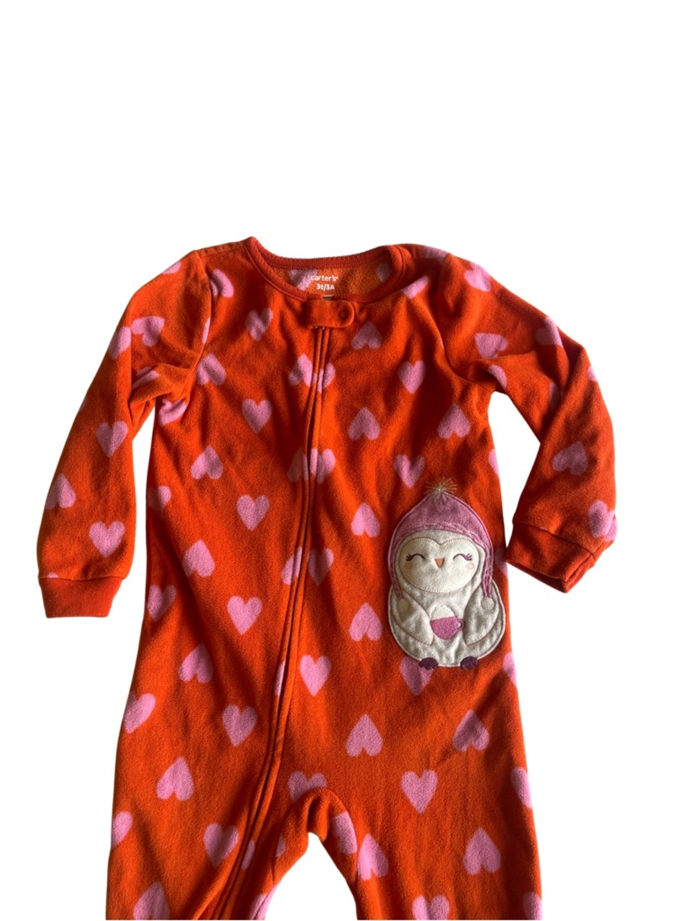 Carter's Orange Fleece Sleep Sack with Pink Hearts
